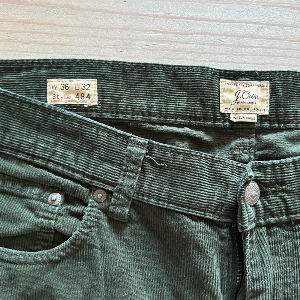 Men's Green Corduroy Pants - Picture 2 of 3